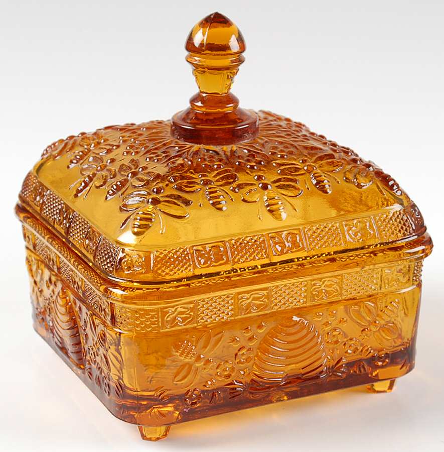 Animals & Figurines Amber Honey Dish & Lid by Tiara-1