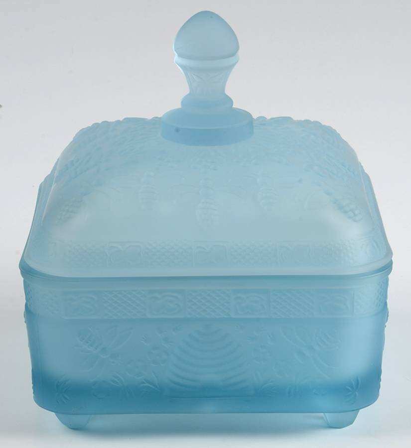 Animals & Figurines Light Blue Frosted Honey Dish W/Lid by Tiara-1