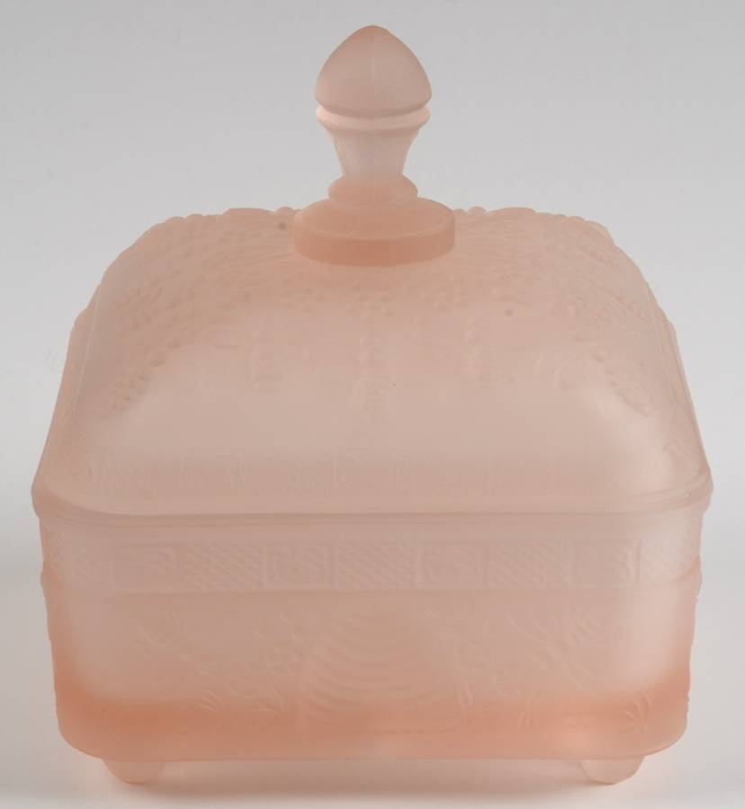 Animals & Figurines Frosted Pink Honey Dish & Lid by Tiara-1