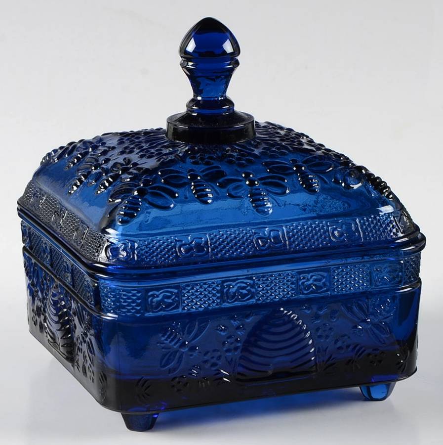Animals & Figurines Blue Honey Dish & Lid by Tiara-1