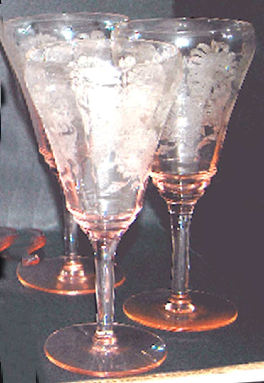 Lois Pink Water Goblet by Tiffin-Franciscan-1