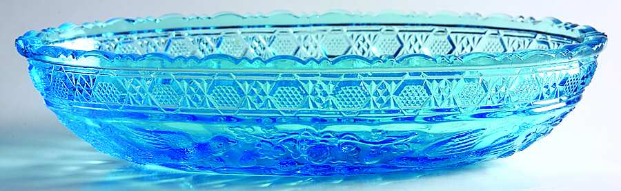 Bird and Strawberry Blue 8" Oval Relish by Tiara-1