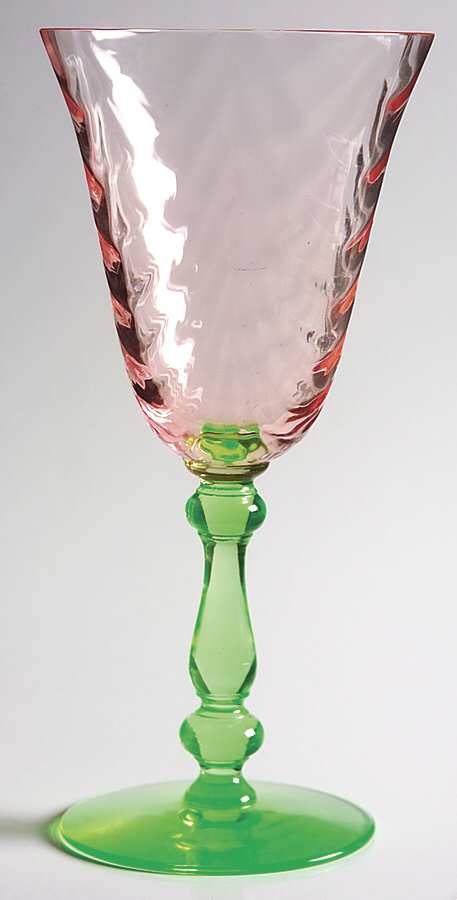 15001-10 (Pink and Green) Water Goblet by Tiffin-Franciscan-1