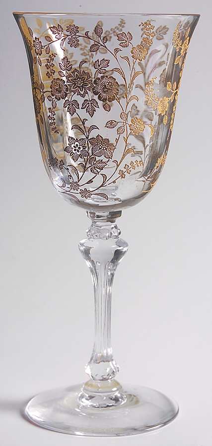 Rambling Rose (17392, Gold Encrusted) Water Goblet by Tiffin-Franciscan-1