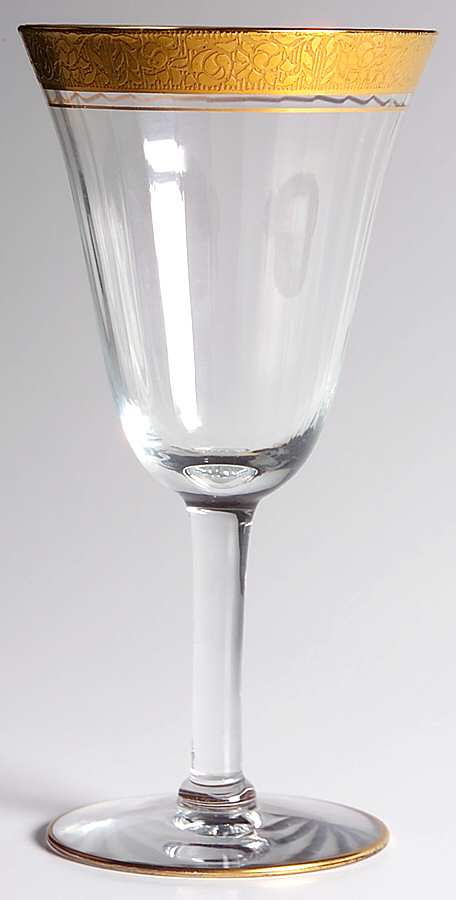 Rambler Rose Clear (Stem 14196, Narrow Optic) Water Goblet by Tiffin-Franciscan-1