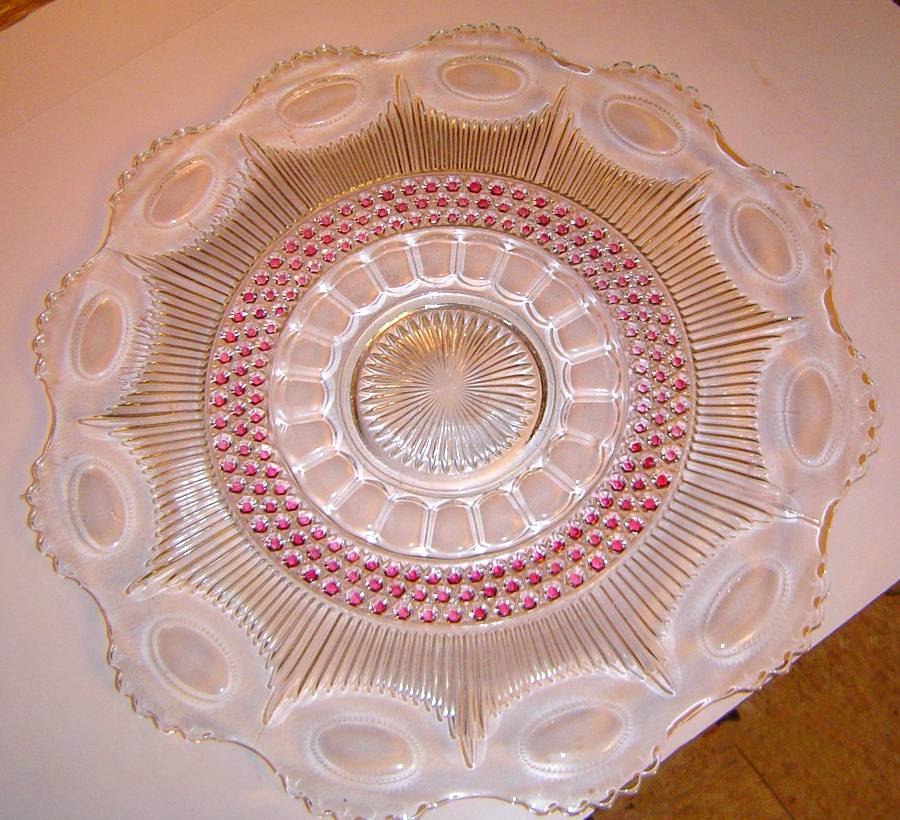 Bullseye Ruby Flash Punch Bowl Underplate by Tiffin-Franciscan-1