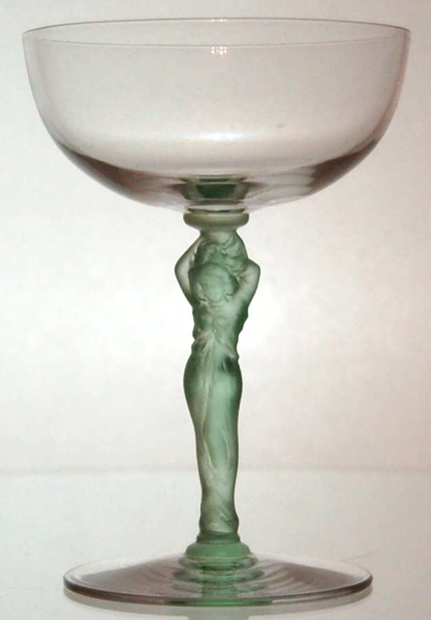 Nude Frosted Green Champagne/Tall Sherbet by Tiffin-Franciscan-1