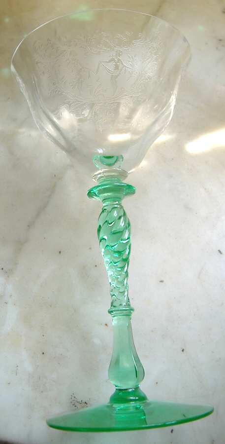 Luciana Green Base (Stem 15037) Champagne/Tall Sherbet by Tiffin-Franciscan-1