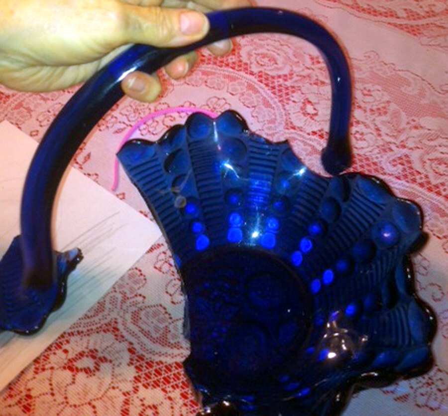 Dewdrop Cobalt Blue Large Basket by Tiara-1