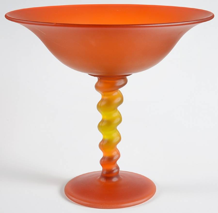 Amberina Satin Round Compote (Height X Width) by Tiffin-Franciscan-1