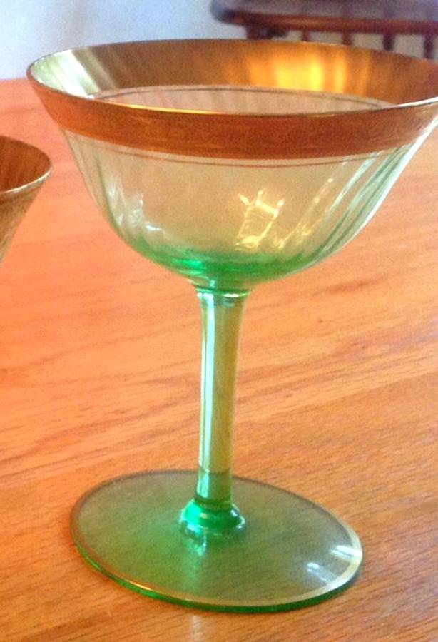 Minton-Green (Stem 14196, Swirl Optic Right) Champagne/Tall Sherbet by Tiffin-Franciscan-1