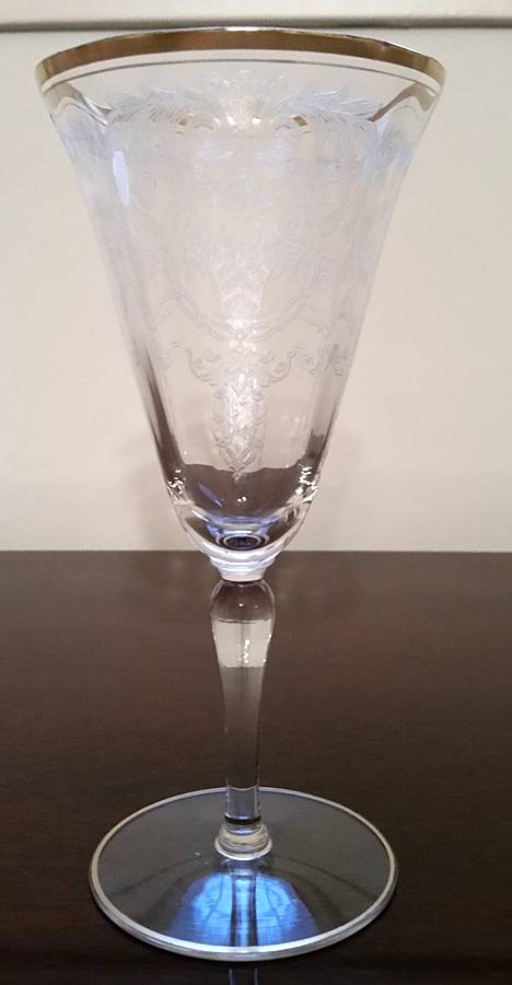 Arcadian-Clear (Gold Trim) Water Goblet by Tiffin-Franciscan-1