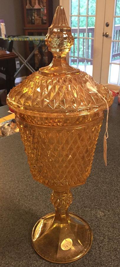 Carnival Glass Footed Urn & Lid by Tiara-1