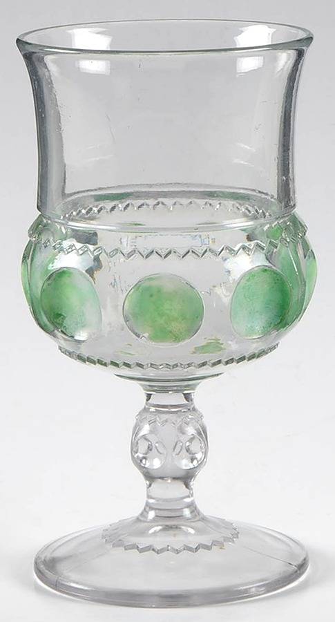 King's Crown Green Dots Water Goblet by Tiffin-Franciscan-1