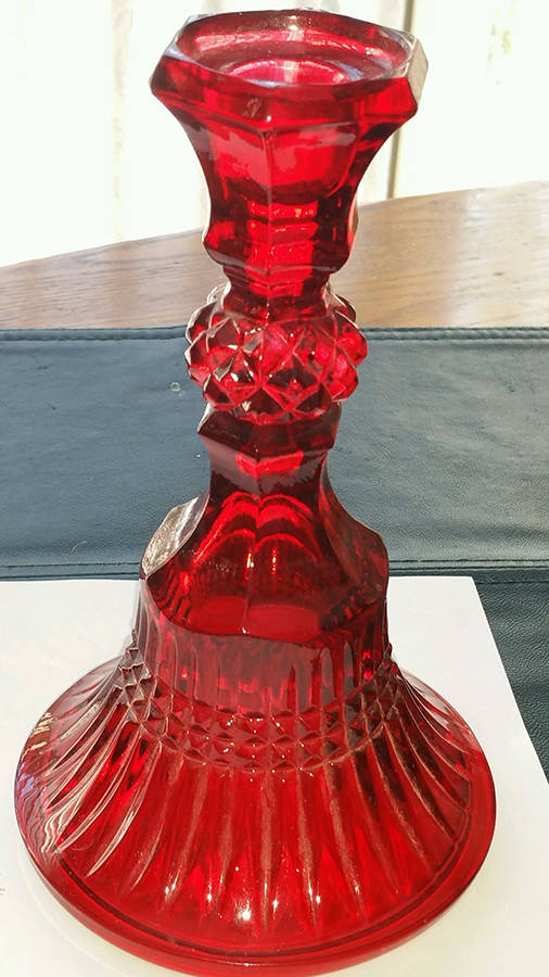 Facets Red 7" Single Light Candlestick by Tiara-1