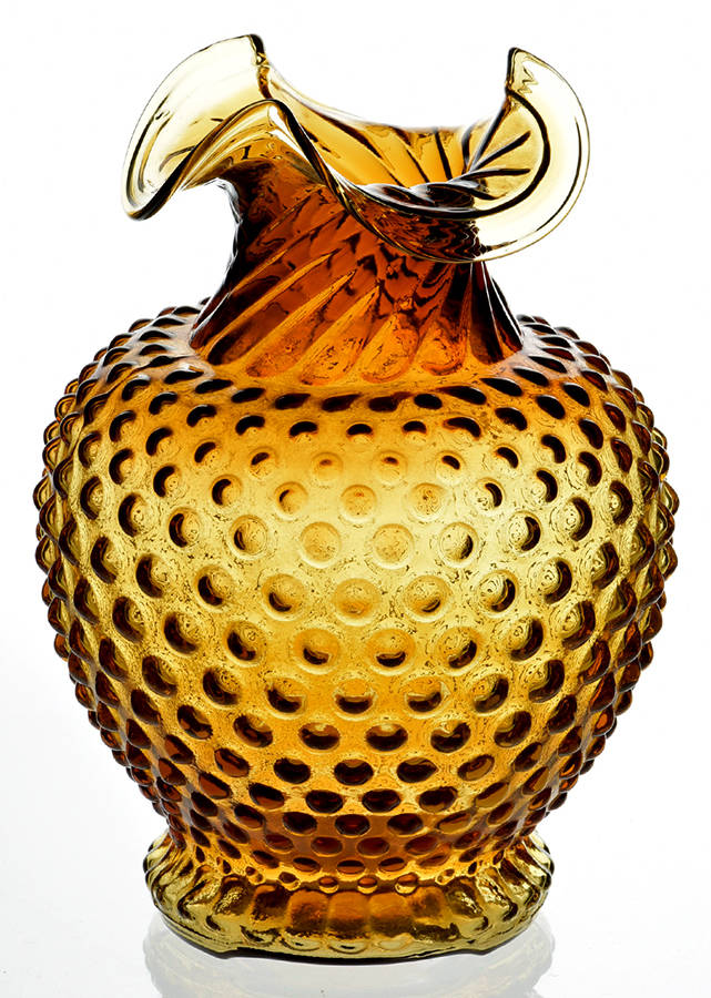 Hobnail-Amber 8" Flower Vase by Tiara-1