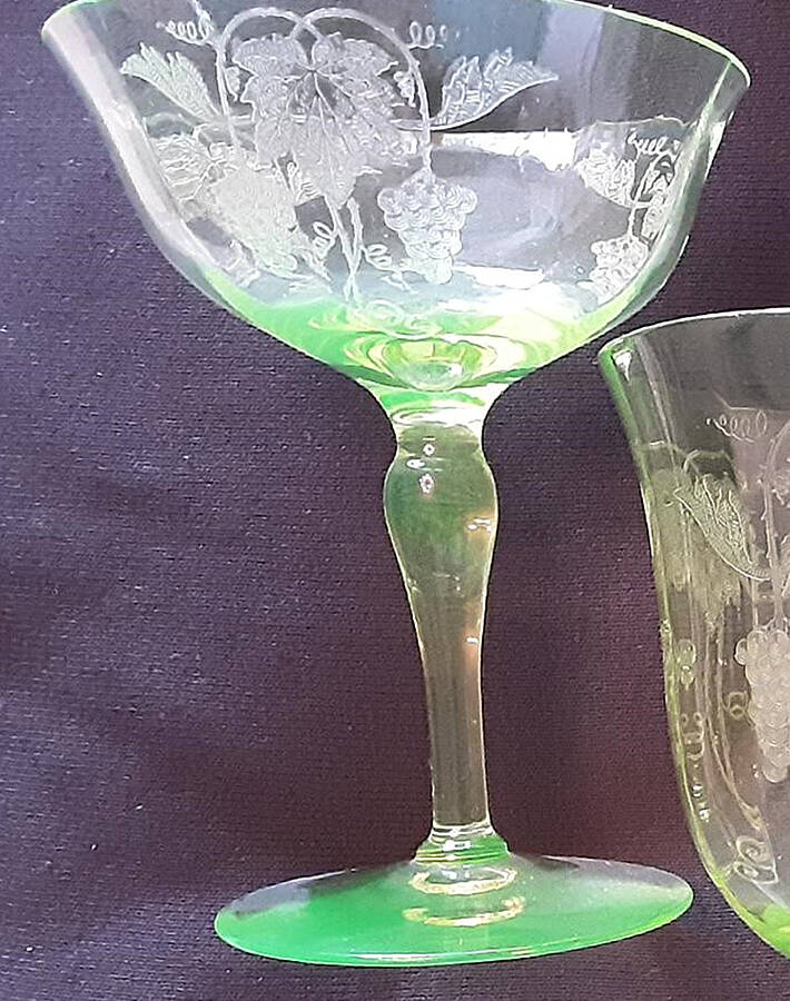 Vintage Green Champagne/Tall Sherbet by Tiffin-Franciscan-1