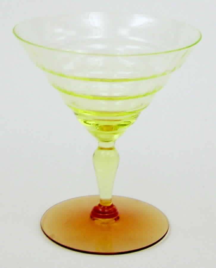 Mandalay Dine Vaseline and Amber Champagne/Tall Sherbet by Utility Glass-1