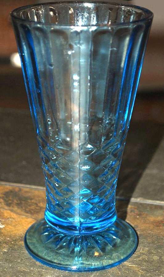 Aunt Polly Blue 6" Footed Vase by US Glass-1