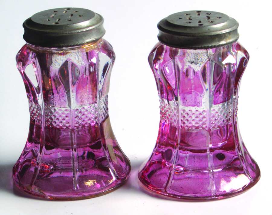 Banded Portland Rose Salt and Pepper Set by US Glass-1