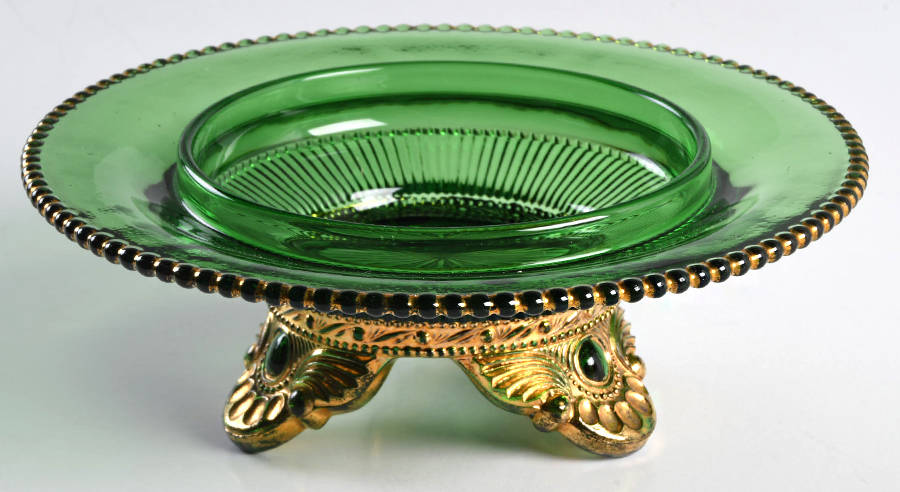 Colorado Green Round Butter Dish No Lid by US Glass-1