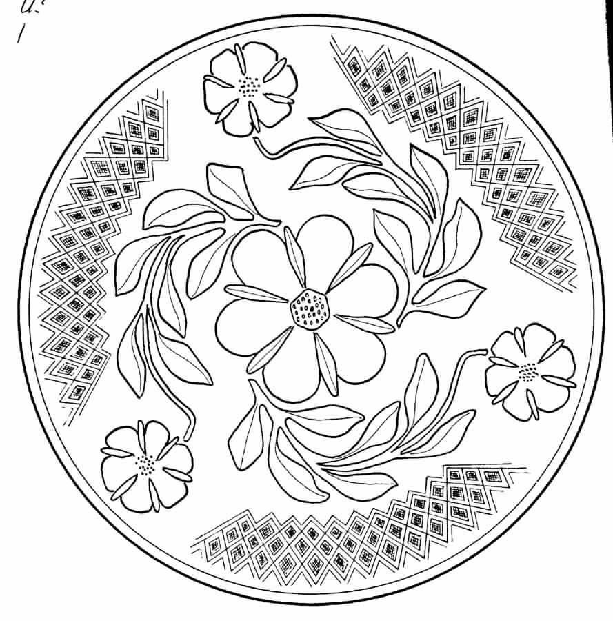Floral and Diamond Clear Luncheon Plate by US Glass-1