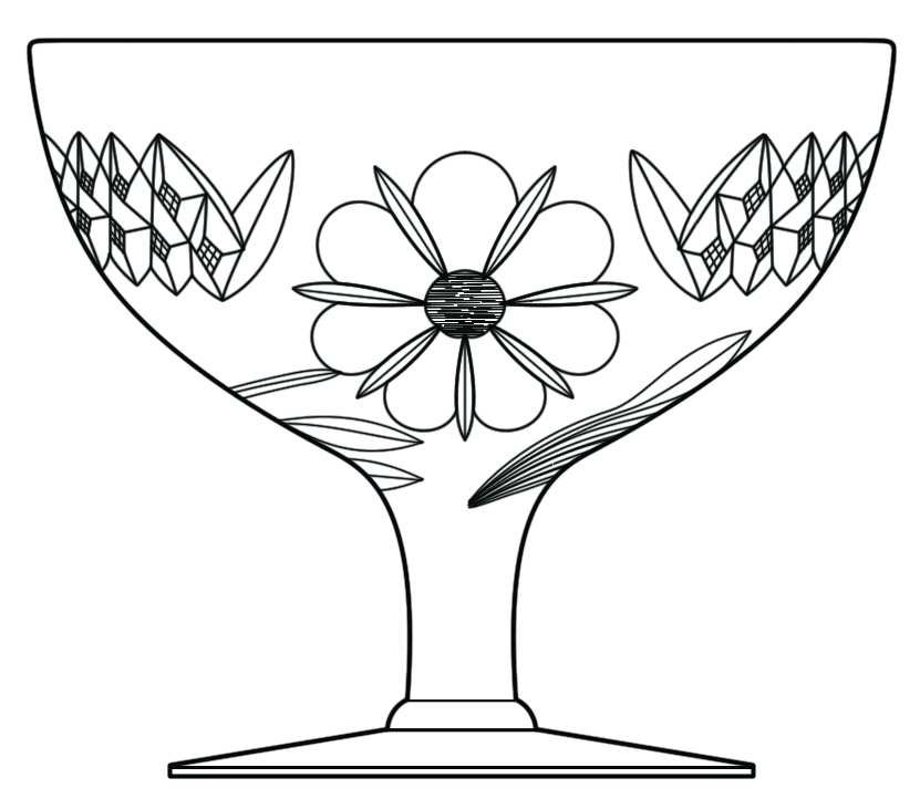 Floral and Diamond Clear Champagne/Tall Sherbet by US Glass-1