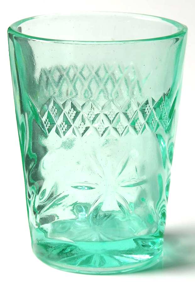Floral and Diamond Green 8 Oz Flat Tumbler by US Glass-1