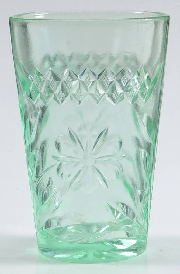 Floral and Diamond Green 10 Oz Flat Tumbler by US Glass-1