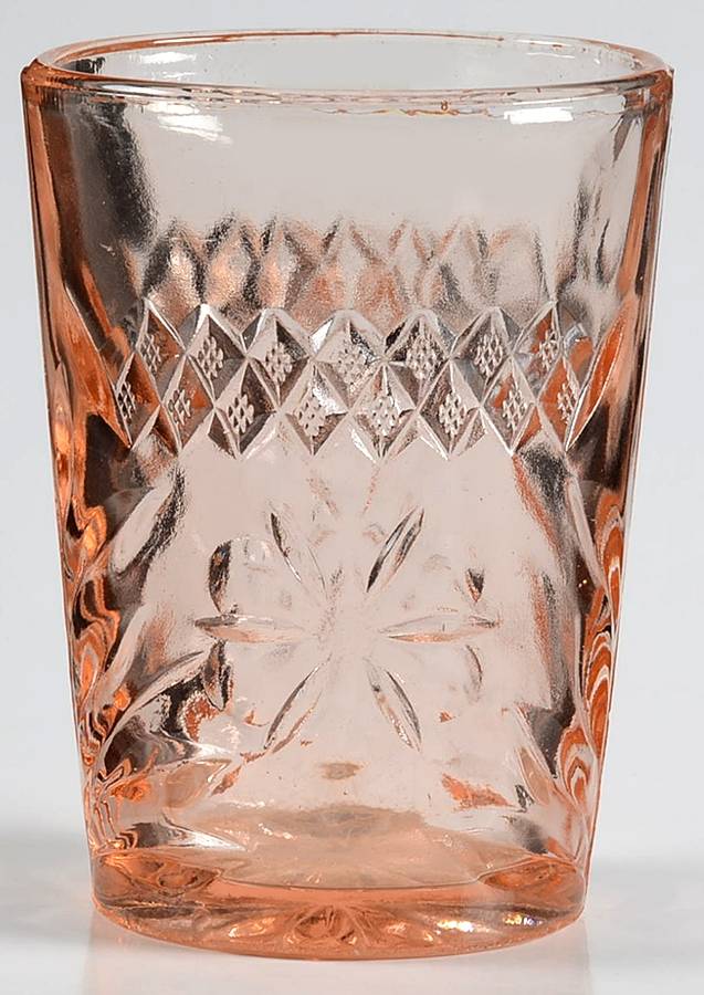 Floral and Diamond Pink 8 Oz Flat Tumbler by US Glass-1