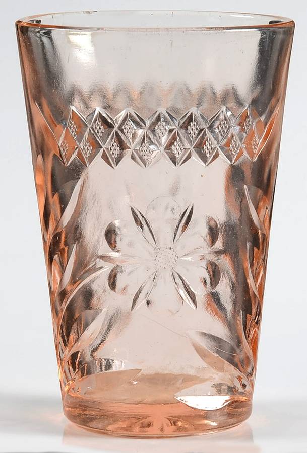 Floral and Diamond Pink 10 Oz Flat Tumbler by US Glass-1