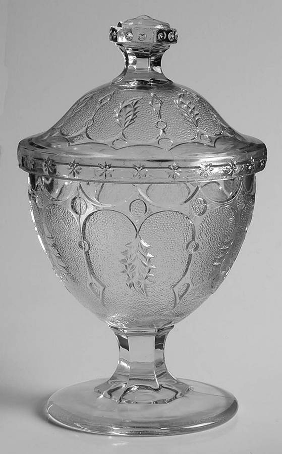 Leaf and Dart Sugar Bowl & Lid by US Glass-1
