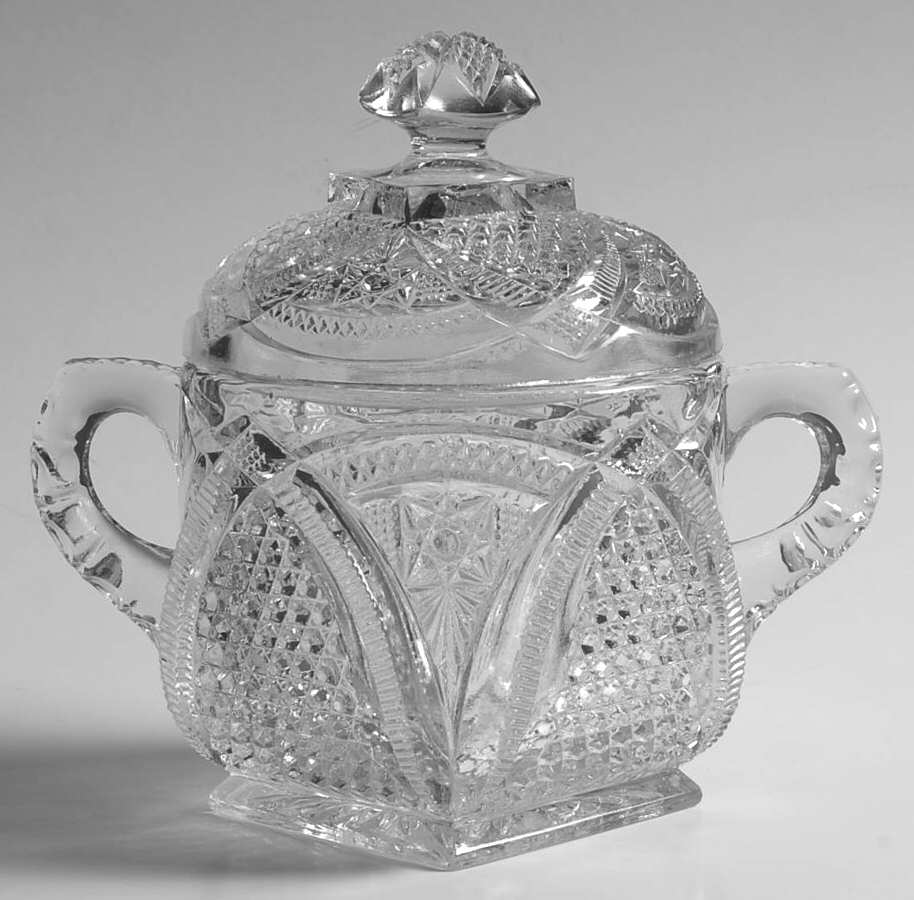 Massachusetts Clear Sugar Bowl & Lid by US Glass-1