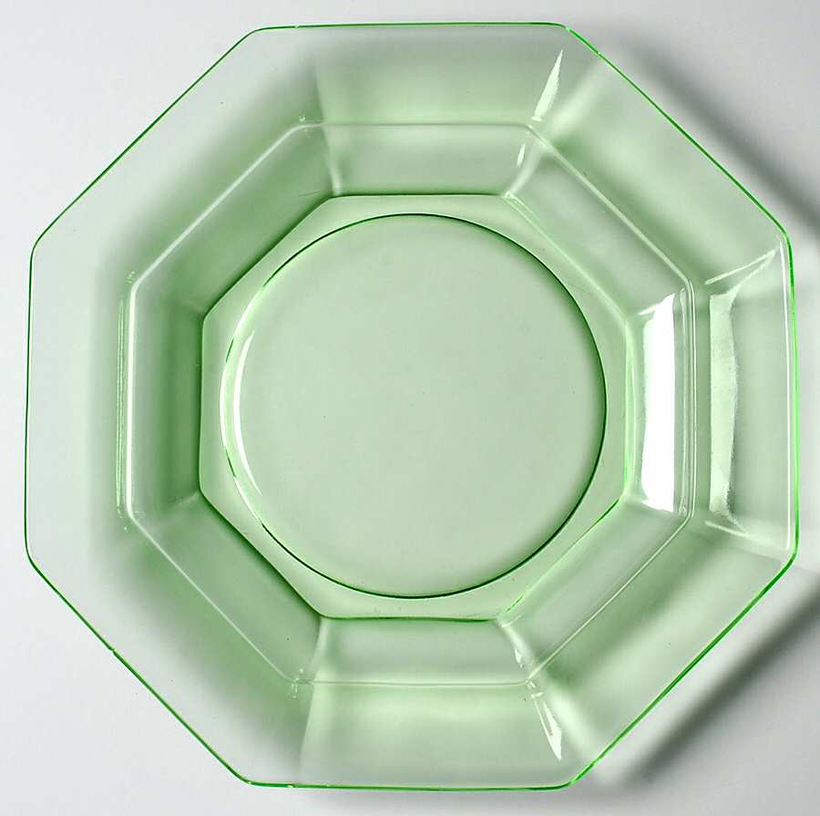 Octagon Green Luncheon Plate by US Glass-1