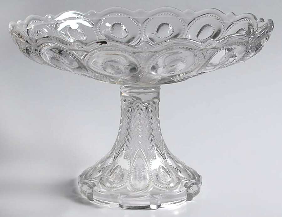 Peacock Feather 5" Height Open Compote by US Glass-1