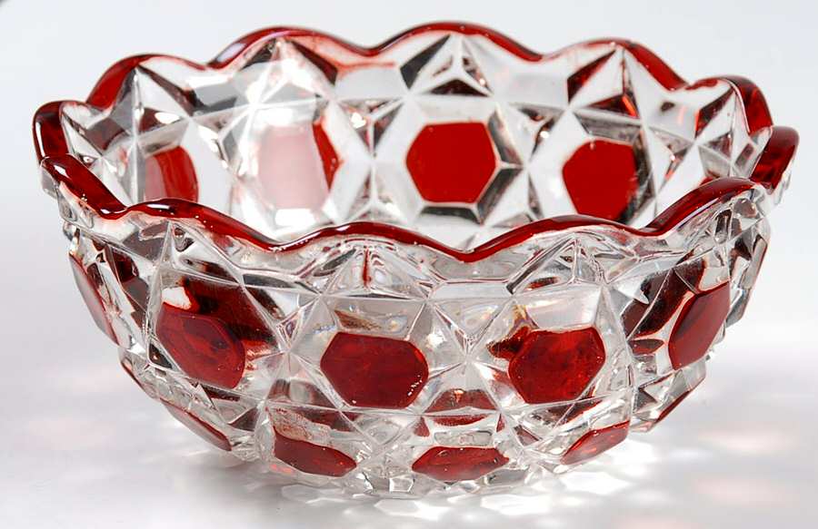 Red Block Sauce Dish by US Glass-1