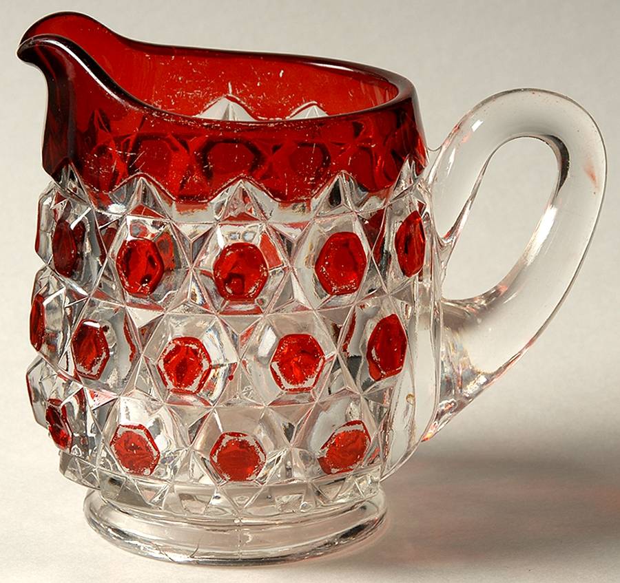 Red Block Creamer by US Glass-1