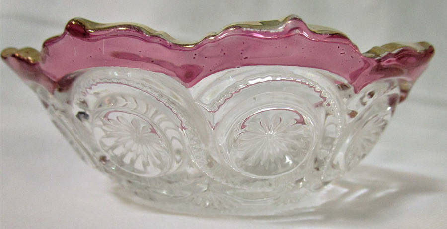 Star In Bull's Eye Ruby Flash Small Fruit Dessert Bowl by US Glass-1