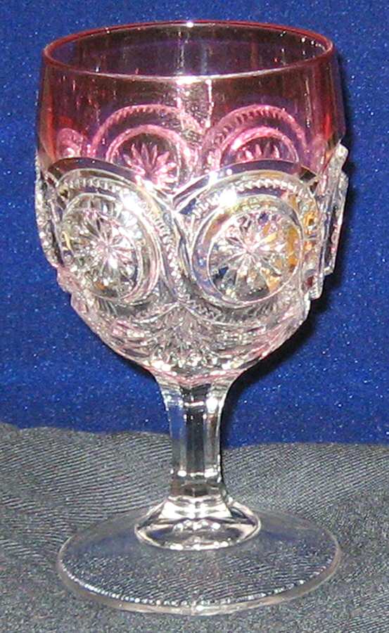 Star In Bull's Eye Ruby Flash Water Goblet by US Glass-1