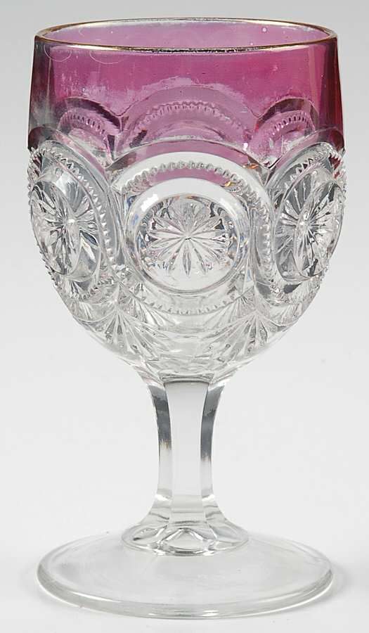 Star In Bull's Eye Ruby Flash Water Goblet by US Glass-1