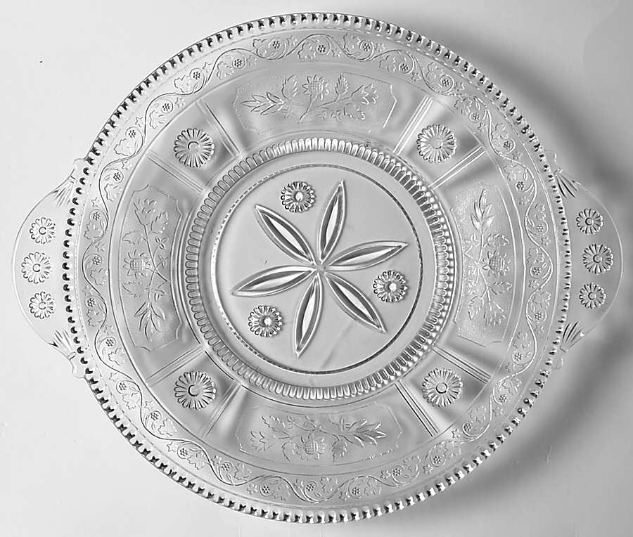 Willow Oak Clear 9" 2 Handled Plate by US Glass-1