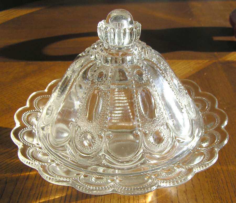 Jewel with Dewdrop Round Covered Butter by US Glass-1
