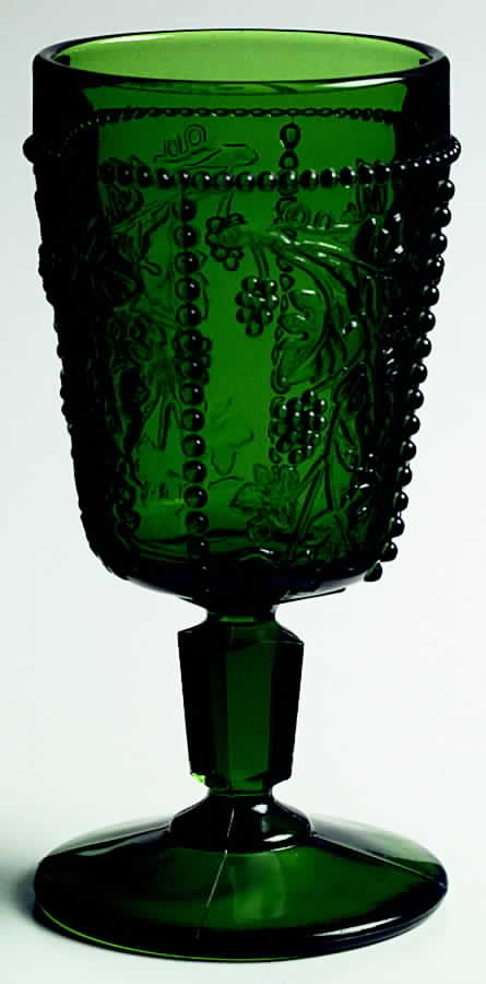 Beaded Grape Green Water Goblet by US Glass-1