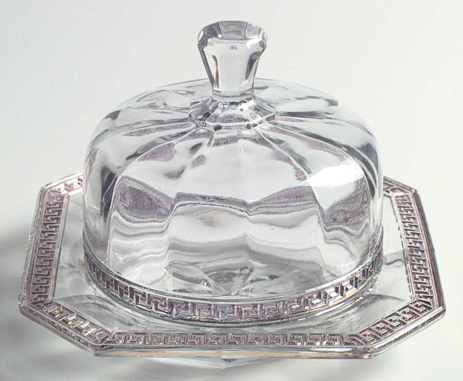 US Sheraton Round Covered Butter by US Glass-1