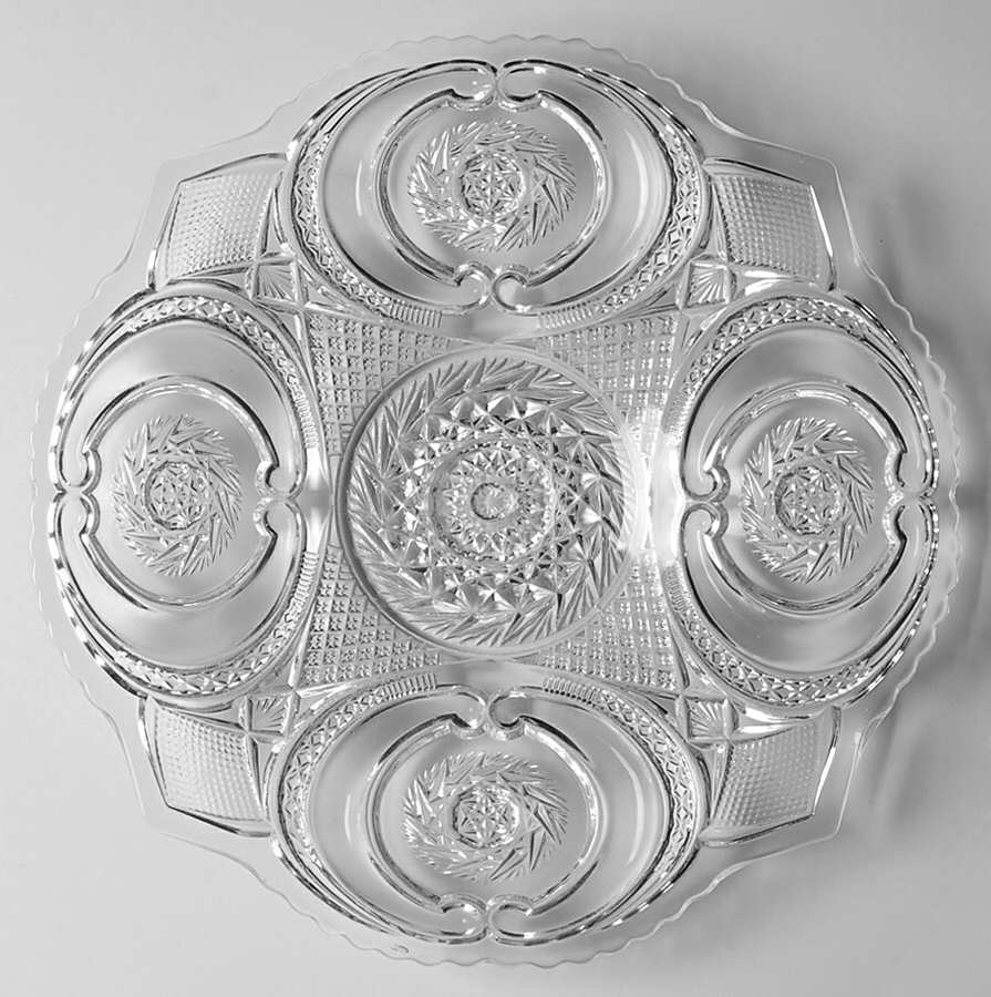Daisy and Scroll (Buzz Saw) 10" Round Plate by US Glass-1