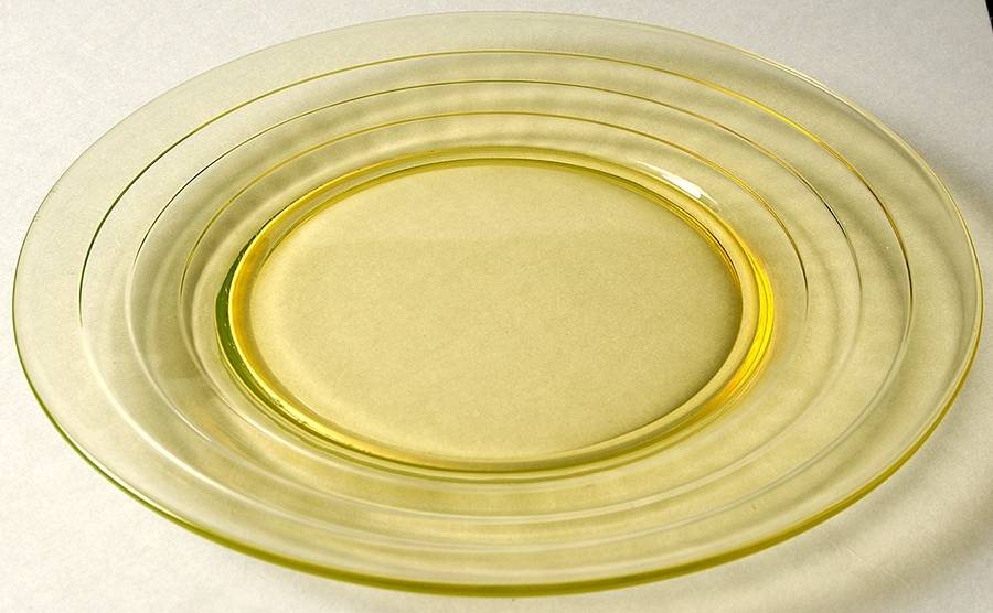 Cambodia Vaseline and Amber Luncheon Plate by Utility Glass-1