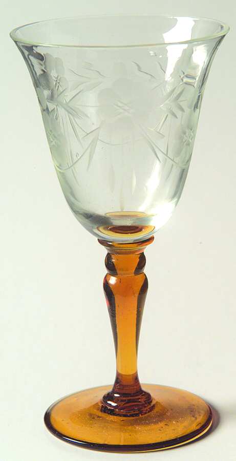 UNK236 Clear (Amber Stem) Wine Glass by Unknown Manufacturer-1