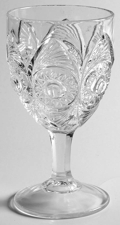 Bulls Eye and Fan Clear Water Goblet by US Glass-1