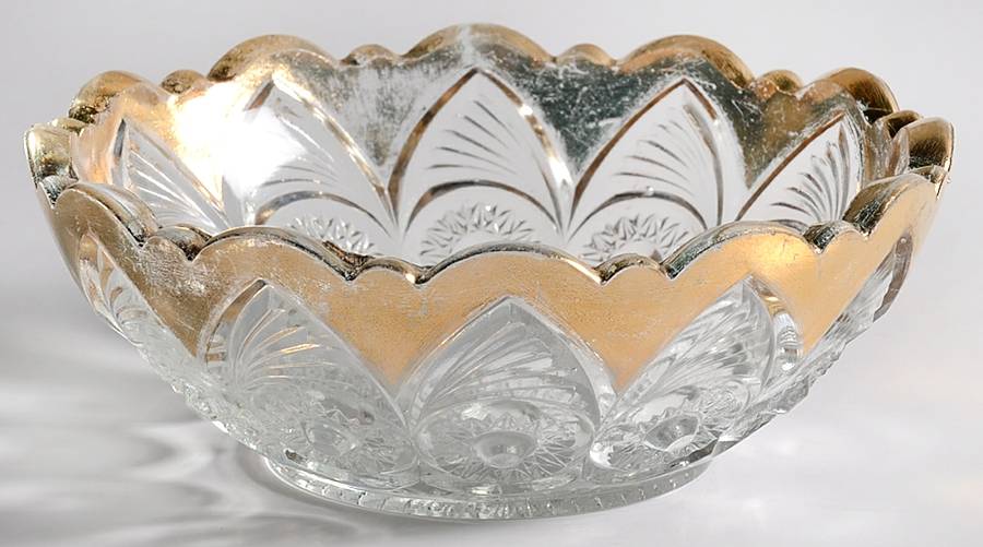 Bulls Eye and Fan Clear 5" Oval Bowl by US Glass-1