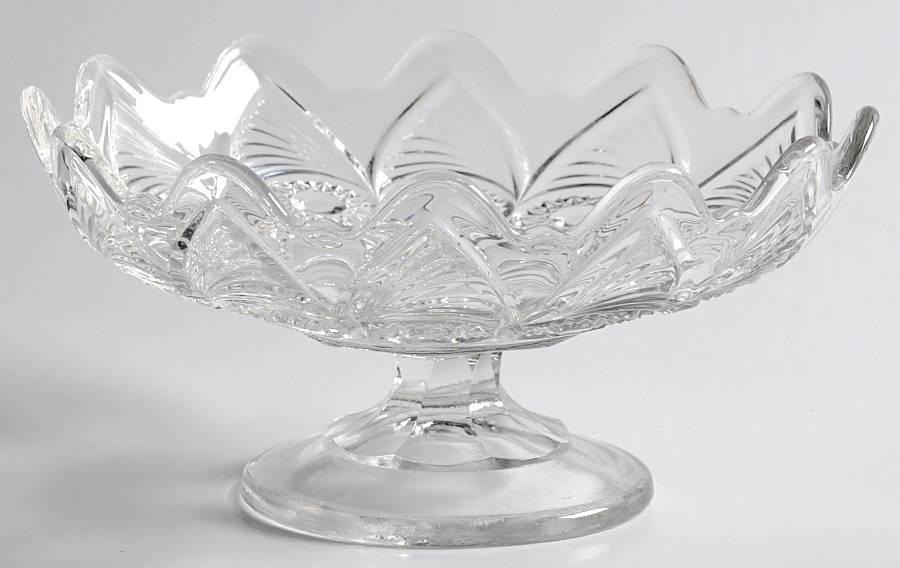 Bulls Eye and Fan Clear Round Compote (Height X Width) by US Glass-1